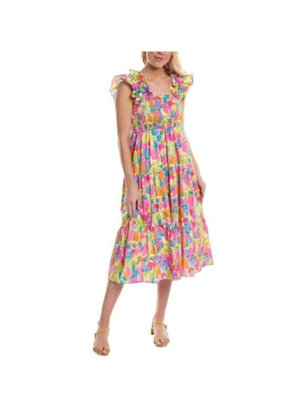 Crosby Mollie Burch Multicolor Floral Haze Bray Midi Dress Womens Medium NEW